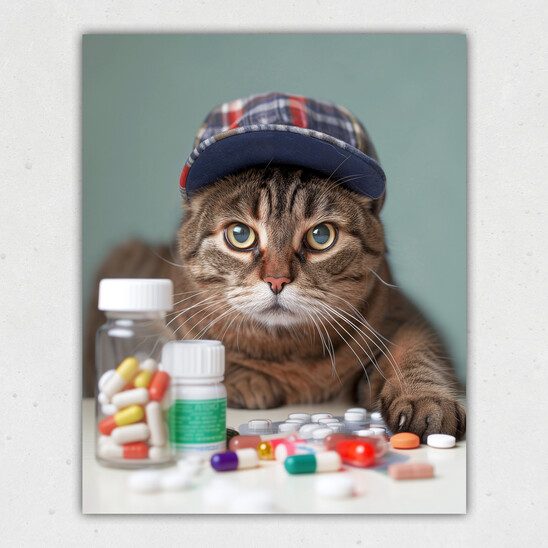 Cats in Hats: Doctor Pill (Justin) Print