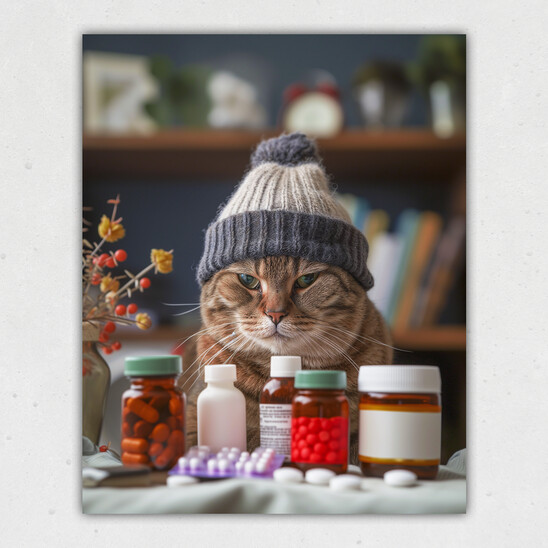 Cats in Hats: Doctor Pill (Mad Justin) Print