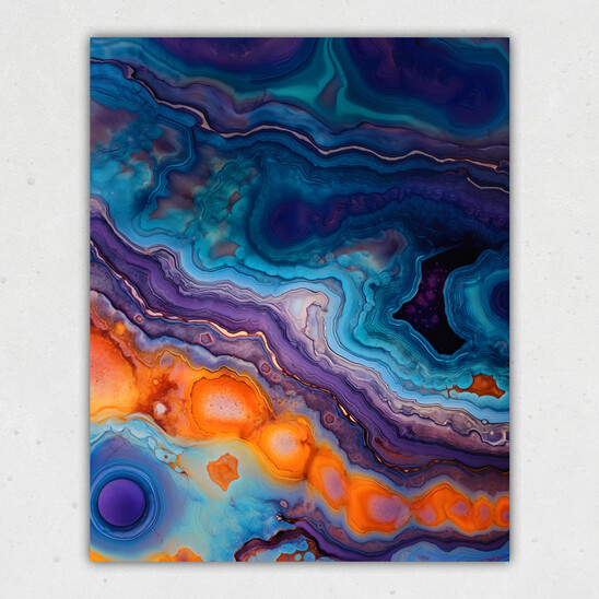 Blue & Orange Crystal Geode Print