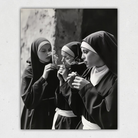 Dirty Habits: Smoking Nuns Print