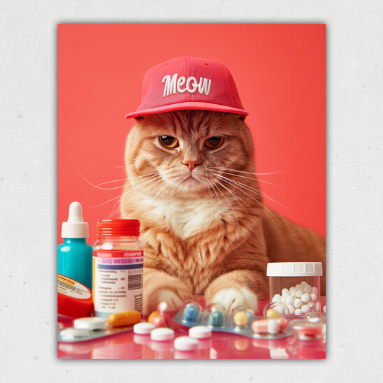 Cats in Hats: Doctor Pill (Toby) Print