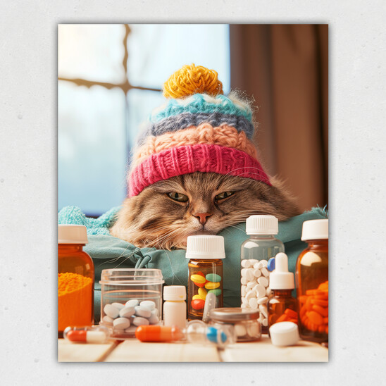 Cats in Hats: Doctor Pill (Daisy) Print