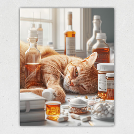Doctor Pill (Tired Toby tha Cat) Print